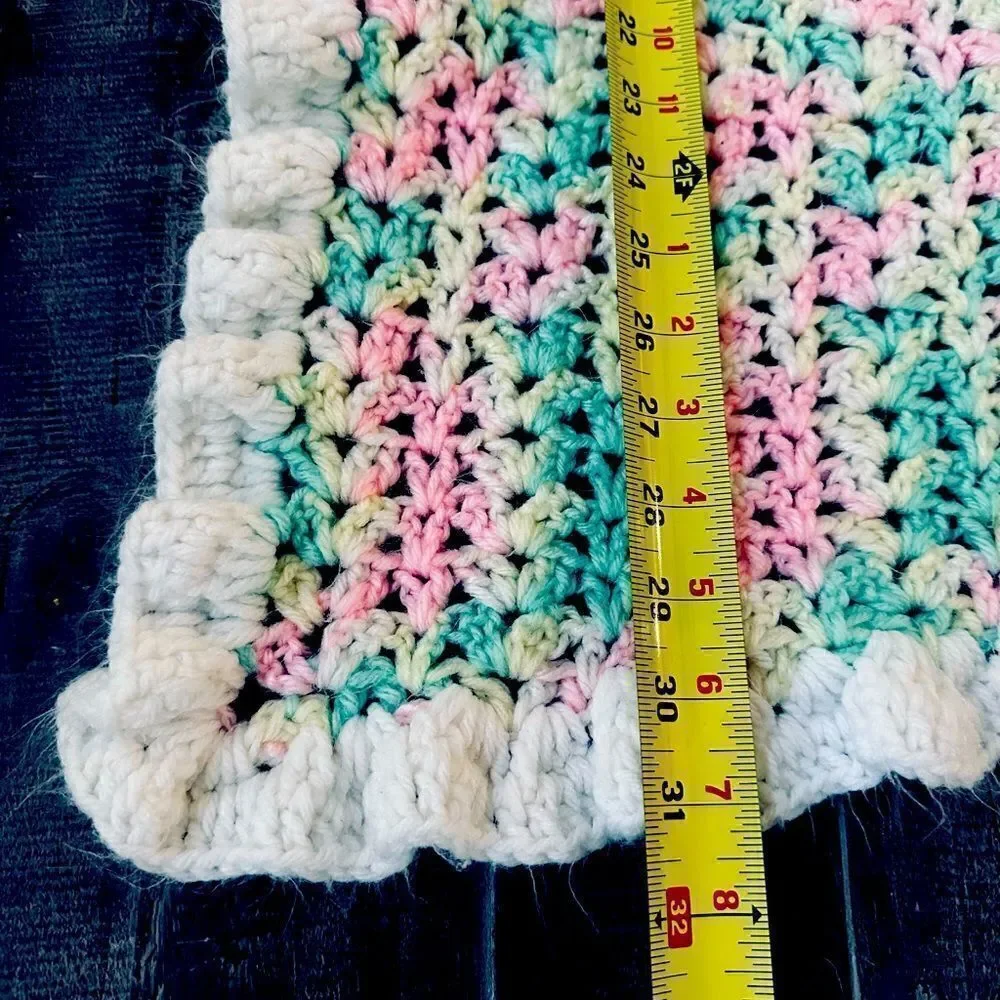 Handmade Crochet Vintage Pastel Baby Blanket